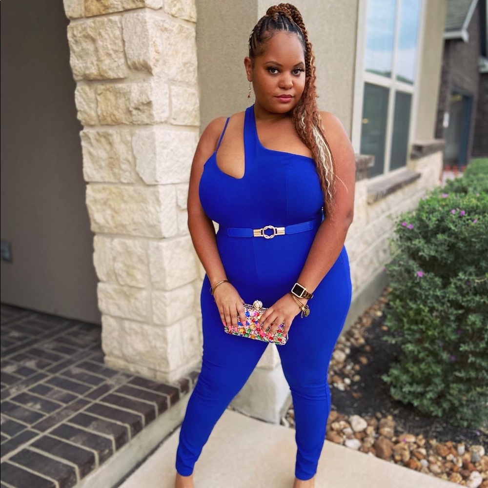 Blue asymmetric jumpsuit